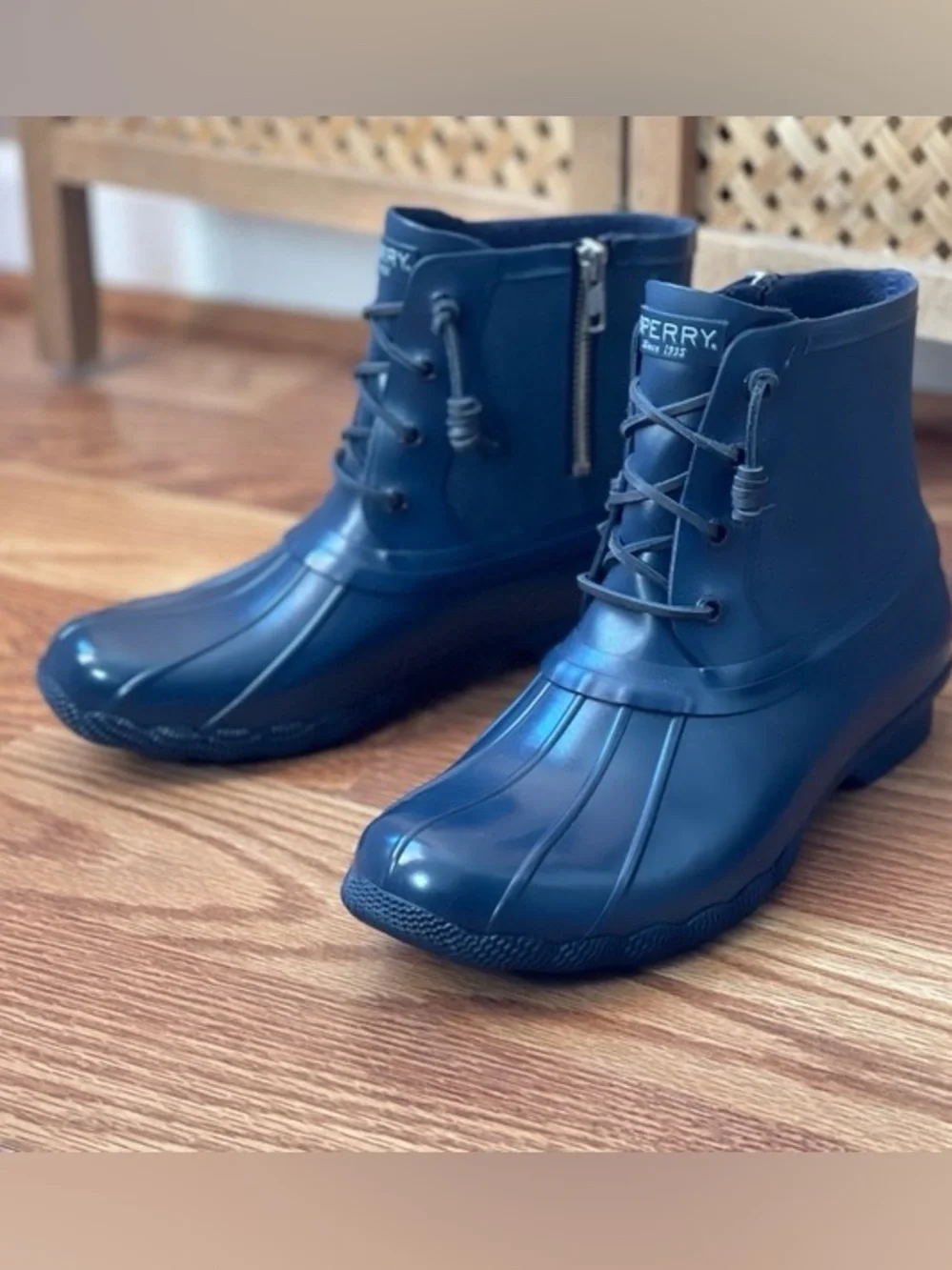Sperry Navy Salt Water Duck Rain Boots - Picture 1 of 8